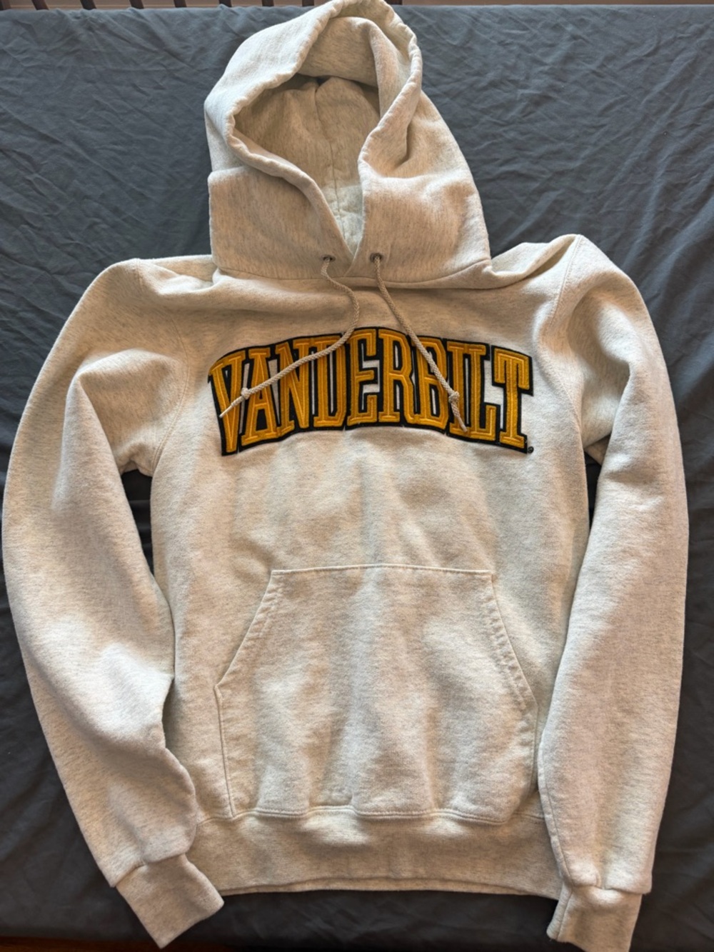 Y2K Champion Vanderbilt Cream Pullover Hoodie with Gold & Black Logo